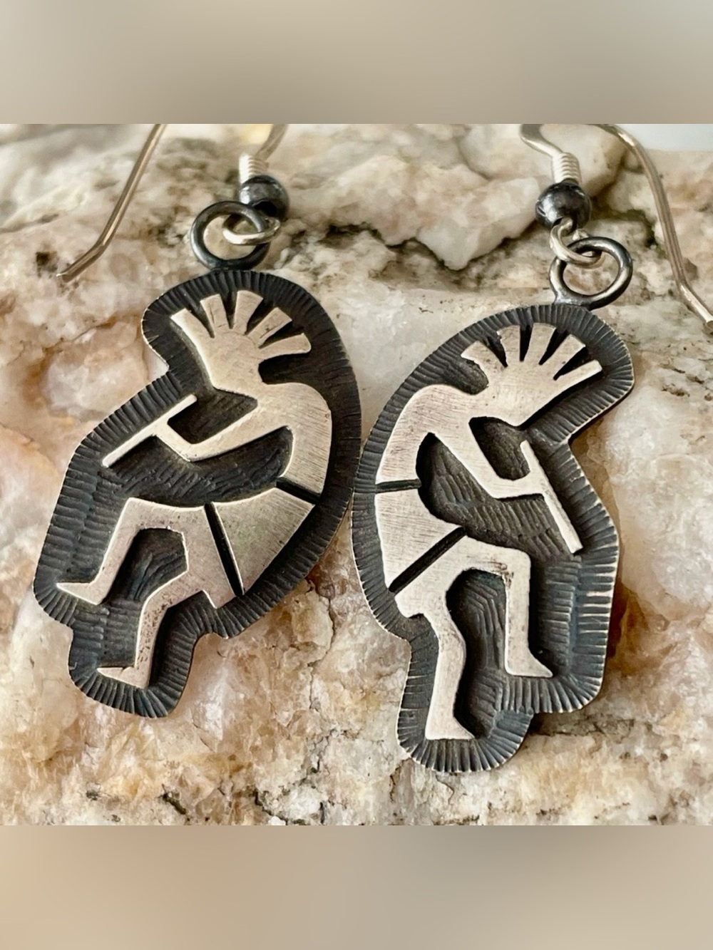 Hopi Vintage Native American Kokopelli Dangle Earrings